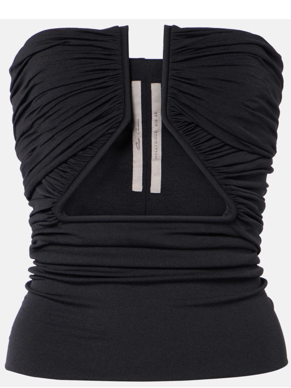 Rick Owens Black Prong Jersey Strapless Top - Picture 5 of 9
